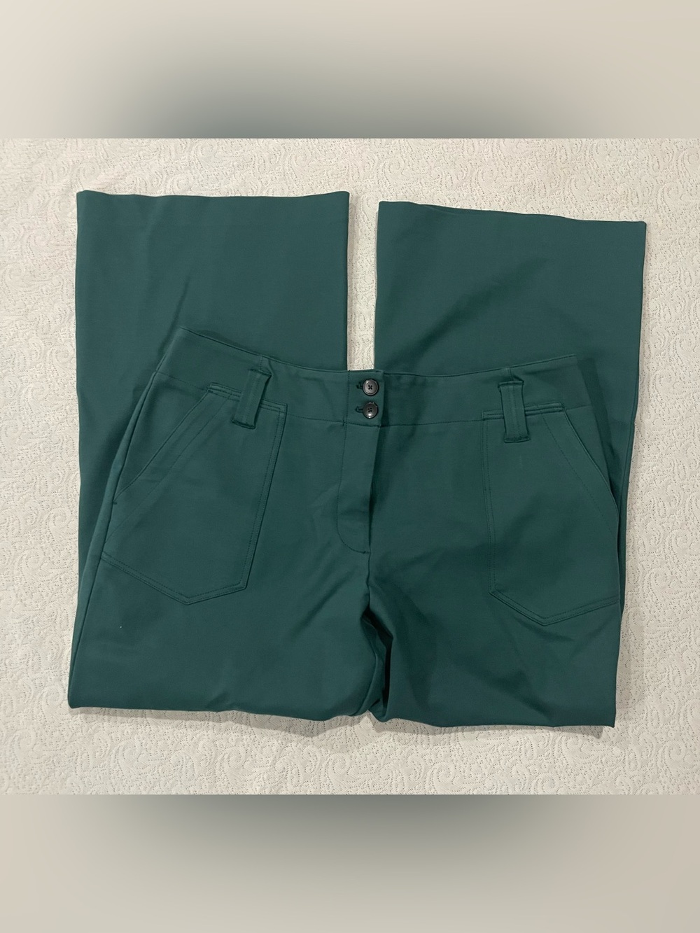 Maeve Anthropologie Deep Teal Green Wide-Leg Pants Sz 16W